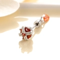 Silver crown cartilage earring with red zircon gemstone and small heart pendant charm - Single Piece (A231)
