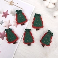 5-piece set of handmade green felt Christmas tree ornaments with star embroidery - 19 Double Layer Tree Green