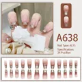 Press-on-Nägel-Set A638 mit nuderosé Gradient und silbernen metallischen Spitzen - Rosa Farbverlauf Metallische Textur Stil (A638)