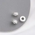 14K gold plated spacer beads set with micro-paved zircon crystals for DIY jewelry making - Style 4 / 7x3mm / Thick Silver
