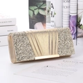Elegant gold sequin evening clutch bag with pleated satin detail and metal clasp - 24*11cm*5cm / Gold