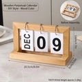 DIY wooden flip calendar with minimalist timber base and white date cards for desk decor - DIY Assembly-Natural