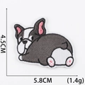 Cartoon Corgi embroidered patch for clothing with 5.8x4.5cm size dimensions - No.8 (Dark Grey Frenchie)