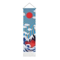 Japanisches Wandbild mit Welle, Berg Fuji und roter Sonne für Wanddekoration - 32.5x130cm / Weiße Welle