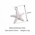 Textured silver starfish pendant charm in stainless steel for DIY jewelry making - Silver Starfish (DY1055-1)