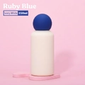 Sapphire blue and ivory white 350ml stainless steel vacuum flask on heart display - Ivory White Body with Sapphire Blue Ball Lid
