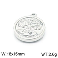 Silver Tree of Life pendant in polished stainless steel with embossed round design - Silver Heart Leaf Tree of Life Style (KLJ7130-Z)