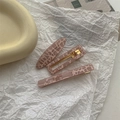 Macro detail of three pink glitter hair clips with metallic springs on white paper - Starry Sky 3Pcs Set - Golden Pink