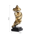 Silence is Golden abstract face sculpture in gold finish, medium size 27cm height - Silence Is Gold - Medium (Streamer Gold)