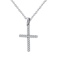 925 Sterling silver necklace with sparkling cubic zirconia cross pendant on a thin chain - Silver Pave Rhinestone Cross Necklace (SSN219)