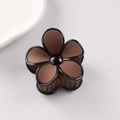 Pince à cheveux fleurie, finition marron foncé mat et noir brillant élégant - Fleur Mate / Brun Foncé