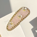 Pasador de gota rosa con flores blancas y diamantes de imitación brillantes - Girasol [Champaña Gota]