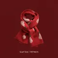 Sciarpa rossa in maglia festiva con motivo a cappello, morbida calda, 190x40cm - 190*40cm / Cappello di Natale