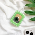 Green rectangular expandable phone socket with built-in mirror on white fabric - Rectangular Green