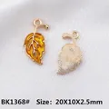 Golden alloy maple leaf pendant with yellow enamel for DIY jewelry making 20x10x2.5mm - Yellow Leaf BK1368#