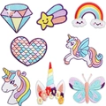 Set of 8 colorful unicorn rainbow embroidered patches for DIY clothes and bag decoration - Unicorn & Rainbow Theme Series