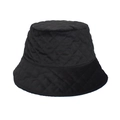 Detailed view of black quilted bucket hat with diamond stitching pattern for winter - M(56-58cm) / Black