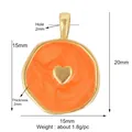 Pendente in rame dorato con smalto arancione e intarsio a cuore in variante 15mm - Cuore / Arancione