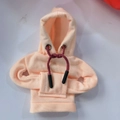 Mini car gear shift hoodie cover in light peach pink knit fabric with red drawstrings - Pink with Eyelets