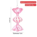 Pink candy-shaped PVC Christmas ornament with glitter stripes and electroplated finish - Electroplated Pink Medium Striped Candy
