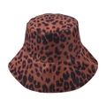 Classic brown leopard print bucket hat with wide brim and stitched detailing - Red Leopard