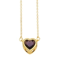 Elegant gold heart necklace featuring a deep purple gemstone pendant for women - Purple