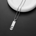 Silver stainless steel box chain necklace with hollow letter C pendant - Letter C