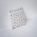 Stickers ongles 3D à fleurs orange et bleues avec relief gaufré, modèle TS-2234 - Relief Floral Romantique (TS-2234)