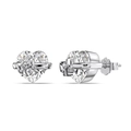 Sparkling S925 sterling silver heart stud earrings with cubic zirconia bow detail - Platinum (Stud Earrings) / One Size