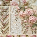 6x6 inch floral scrapbooking paper pad with 12 vintage rose designs on heavy cardstock - R2572 24 Sheets