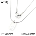 Zilveren vierkante ketting met rechthoekige letter C hanger en ronde slangenketting - Zilveren Letter C (KN293403-Z)