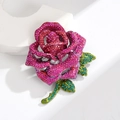 Spilla a rosa vintage con strass rosa e verdi su supporto geometrico bianco - Rosa