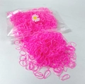 Bright pink elastic rubber hair bands for girls in a resealable storage bag - Rose Red