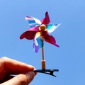 Pince à cheveux moulin à vent violet avec paillettes laser sur clip bec de canard en métal - 6 Feuilles Multicolore/Rose Rouge