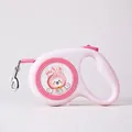 Correa retráctil rosa de 3m para perro con linda ilustración y mango ergonómico - 3m / Rosa