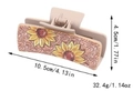 Western style sunflower cactus hair claw clip in beige with product size dimensions - 90057 Single Large Claw Clip