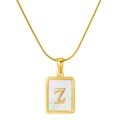 Gold snake chain necklace with letter Z pendant and white mother of pearl inlay - Gold Letter Z (With Chain)