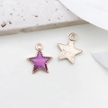 Purple enamel star pendant with gold trim for DIY jewelry making and necklaces - Star Charm (15x17mm)