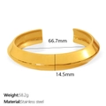 Goldener Edelstahl Armreif mit minimalistischer Oberfläche und einer Breite von 14,5 mm - SZ190G Gold Breit Offener Armreif