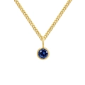 Gouden roestvrijstalen Cubaanse ketting met ronde donkerblauwe geboortesteen hanger - September Koningsblauw - Goud