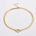 Collana a catena cubana placcata oro con pendente a cuore cavo in acciaio inossidabile - Collana Oro