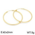 Classic 40mm gold-plated stainless steel hoop earrings with 2mm thickness for women - 40mm(KE100873-Z)