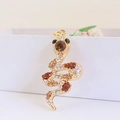 Portachiavi serpente zodiacale dorato con strass marroni scintillanti per donna - Grigio / Marrone