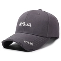 Casquette de baseball gris foncé avec broderie blanche NY&JA et visière effet usé - Réglable / Gris