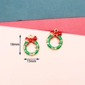 Christmas wreath pendant in alloy drip oil finish for DIY necklaces, 18mm height - Christmas Wreath