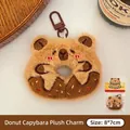 Capybara donut plush keychain with brown fur and chocolate embroidery finish, 8x7cm - 4# Donut Capybara Plush Keychain