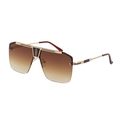 Fashionable rimless square sunglasses with gradient brown lenses and gold metal temples - Gold Tea