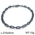 Bracelet à maillons noirs en acier inoxydable pour hommes et femmes, longueur 210 mm - Noir (KB206232-KFC)