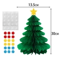 Detail view of 30cm green honeycomb Christmas tree with dimensions and glitter stickers - Green Christmas Tree Style (Y-00462-5)