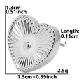 Size specifications for 304 stainless steel heart stud earring with radial texture - Starburst Heart / Silver